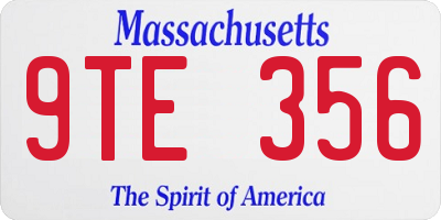 MA license plate 9TE356