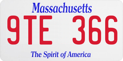 MA license plate 9TE366