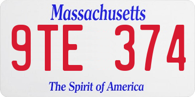 MA license plate 9TE374