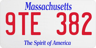 MA license plate 9TE382
