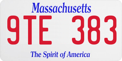 MA license plate 9TE383