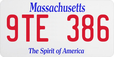 MA license plate 9TE386