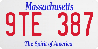MA license plate 9TE387