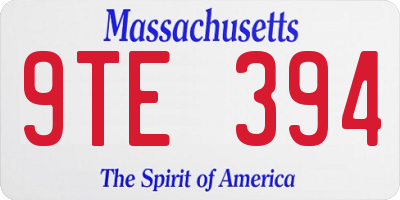 MA license plate 9TE394
