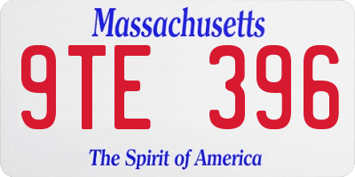 MA license plate 9TE396