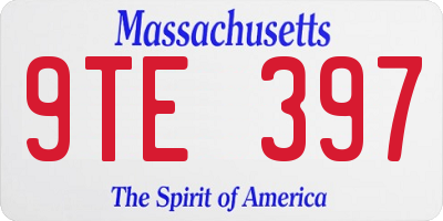 MA license plate 9TE397