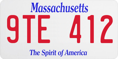 MA license plate 9TE412