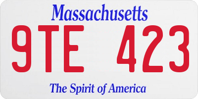 MA license plate 9TE423