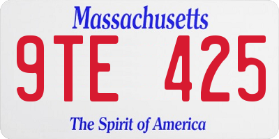 MA license plate 9TE425