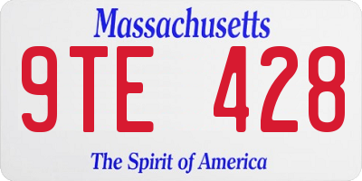 MA license plate 9TE428