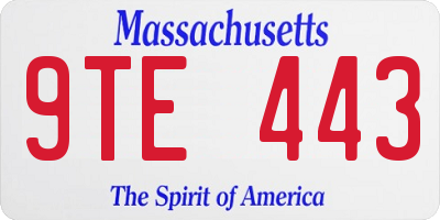 MA license plate 9TE443