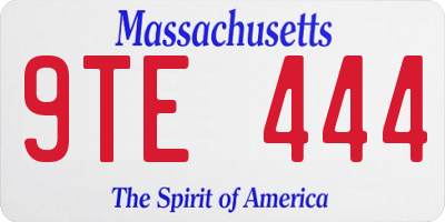 MA license plate 9TE444
