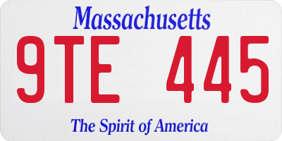 MA license plate 9TE445