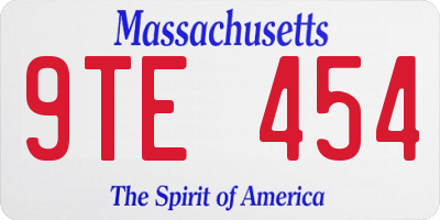 MA license plate 9TE454