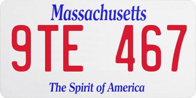 MA license plate 9TE467