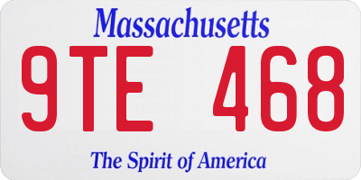 MA license plate 9TE468