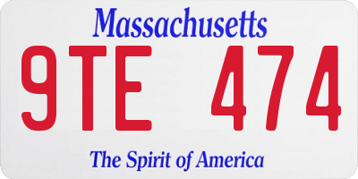 MA license plate 9TE474