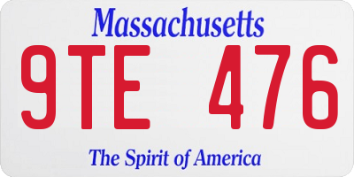 MA license plate 9TE476