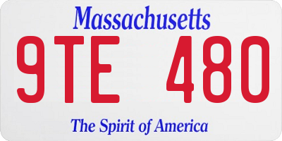 MA license plate 9TE480