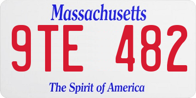 MA license plate 9TE482