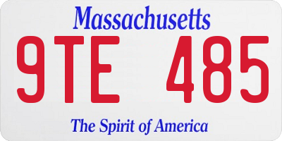 MA license plate 9TE485
