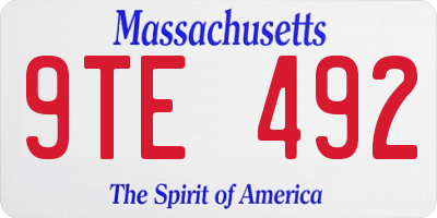 MA license plate 9TE492