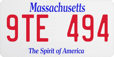 MA license plate 9TE494