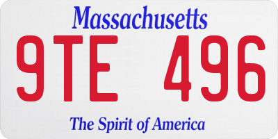 MA license plate 9TE496