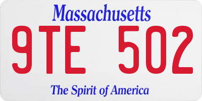 MA license plate 9TE502