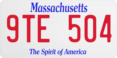 MA license plate 9TE504