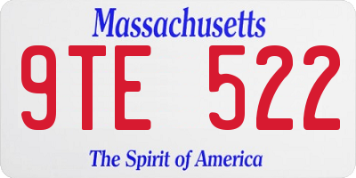 MA license plate 9TE522