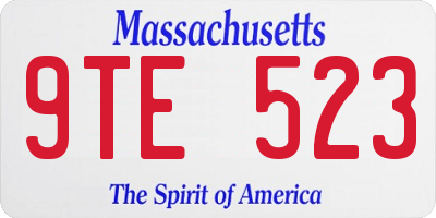 MA license plate 9TE523