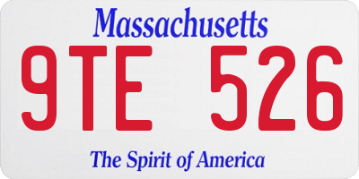 MA license plate 9TE526