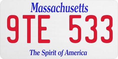 MA license plate 9TE533