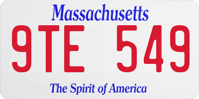 MA license plate 9TE549
