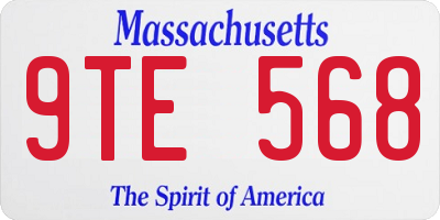 MA license plate 9TE568