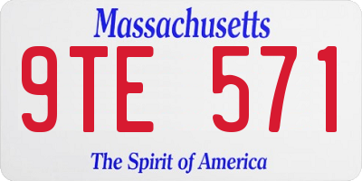 MA license plate 9TE571