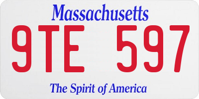 MA license plate 9TE597