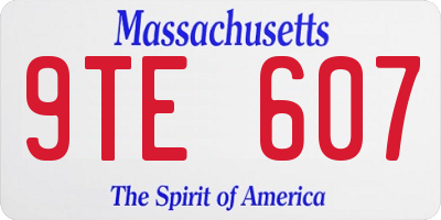 MA license plate 9TE607