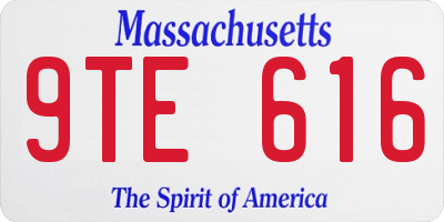 MA license plate 9TE616