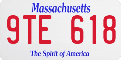 MA license plate 9TE618