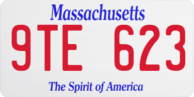 MA license plate 9TE623