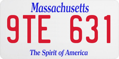 MA license plate 9TE631