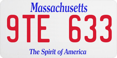 MA license plate 9TE633