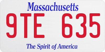 MA license plate 9TE635