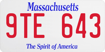 MA license plate 9TE643