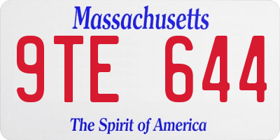 MA license plate 9TE644