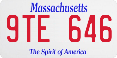 MA license plate 9TE646