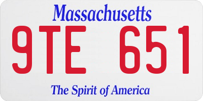 MA license plate 9TE651