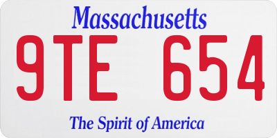 MA license plate 9TE654